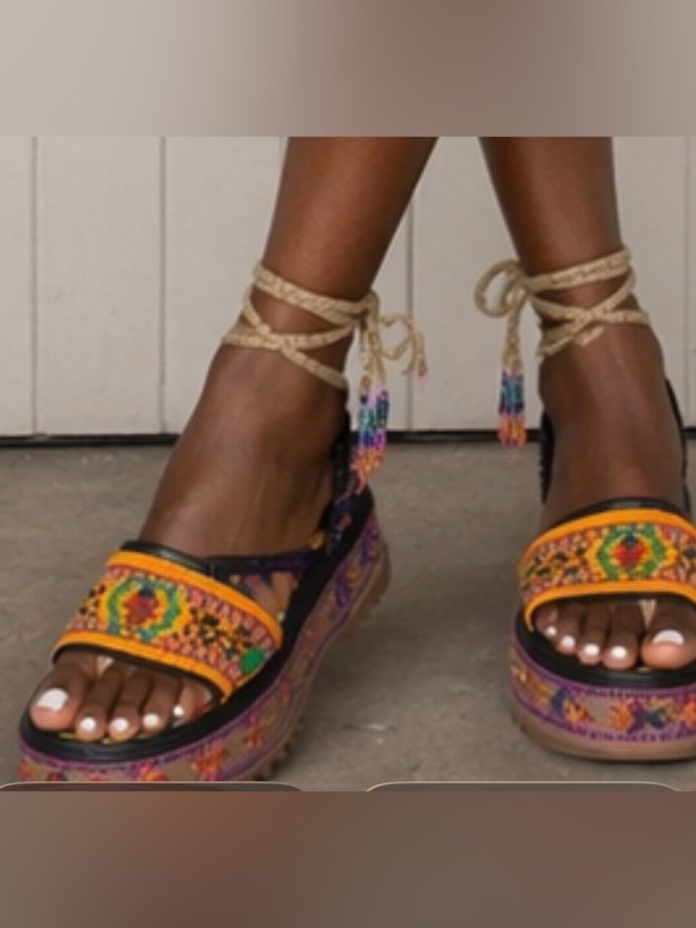 FARM Rio Multicolor Beaded Platform Sandals - Picture 2 of 5